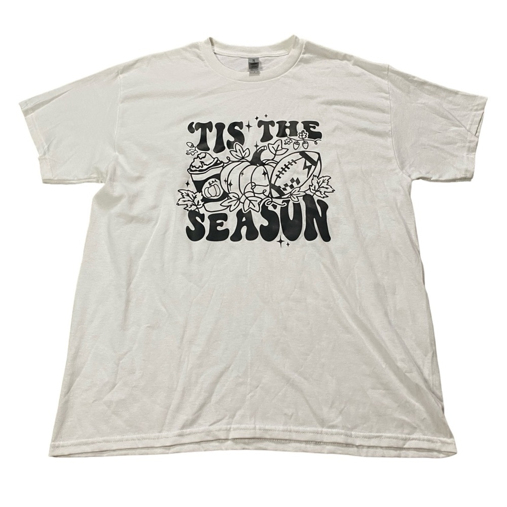 Tis The Season Fall Womens White Graphic Tshirt